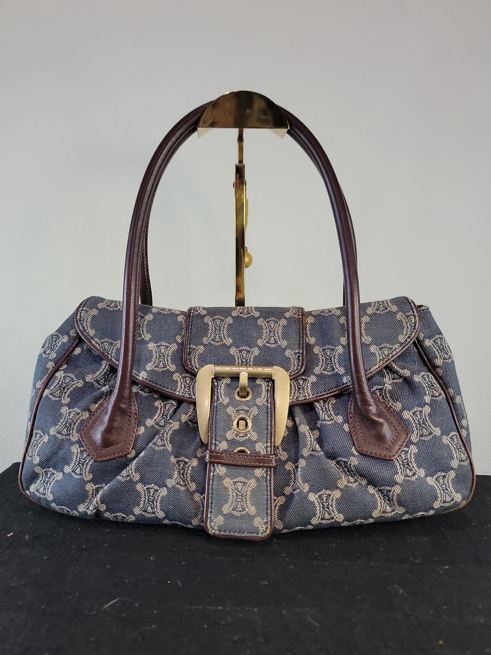 •CÉLINE• vintage macadam triomphe denim bag
